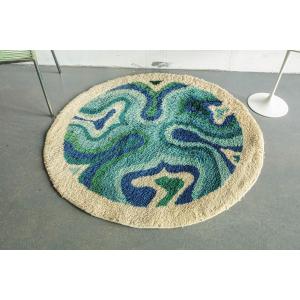 Rare Round Wool Rug With A Vintage Psychedelic Design, Desso Space Age Pop Art