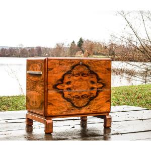 Vintage Art Deco Walnut Veneer Mini Bar
