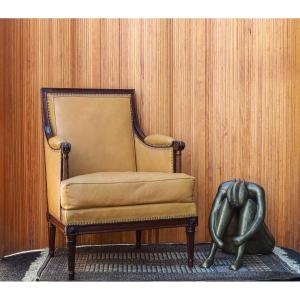 Antique Louis XVI Style Mahogany And Leather Armchair 