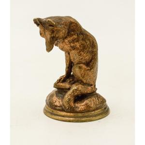 Bronze Fox Animal Sculpture Signed Jules Moigniez