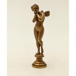 Bronze Seal Depicting A Nude Nymph, 19th Century