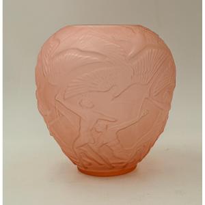 Art Deco Molded Glass Vase 