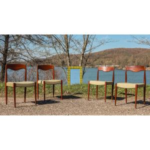 Set Of Scandinavian Design Teak Chairs From The 60s And 70s