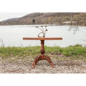 Side Table Pedestal Table End Of Sofa Solid Oak Brutalist Folk Art Zoomorphic