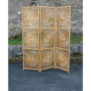 Rattan Sunburst Folding Screen Design Rohe Noodwolde 60s