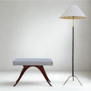 Rare Art Deco 1930 Bench In Solid Walnut