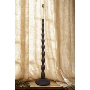 Brutalist Floor Lamp In Solid Oak Attributed To Charles Dudouyt