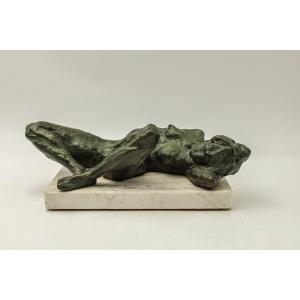Nude Female Bronze Sculpture Signed Bc Zheng