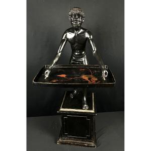 Nubian Servant Late 19th Century - Carved Wood 115 Cm