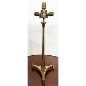 Rare Gilt Bronze Lamp Circa 1940 By Maison Delisle In Paris