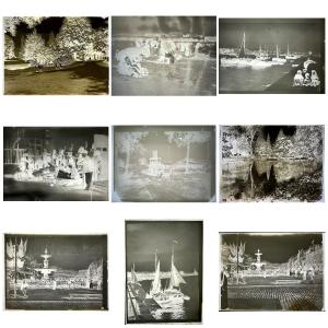 9 Large Photographic Plates Negatives Circa 1895 Gazinet Brickworks, Bordeaux, Royan