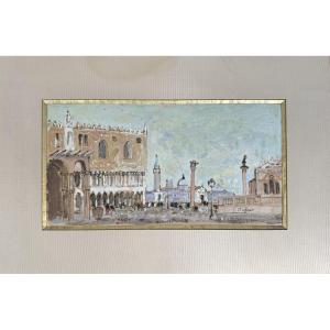 Marko Stupar Gouache Depicting St. Mark's Square In Venice Post-impressionist Painting
