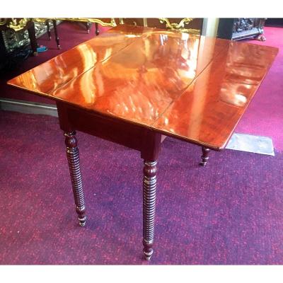 Side Table With Drawer Mahogany Shutters And Thick Napoleon III
