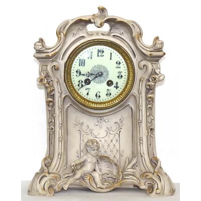 Great Clock Porcelain Art Nouveau Signed Royal Dux Bohémia