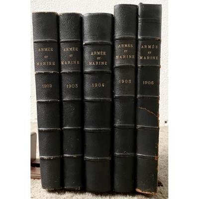 Very Rare Army And Navy Together 5 Years Bound Between 1902 And 1906 Large Documentation