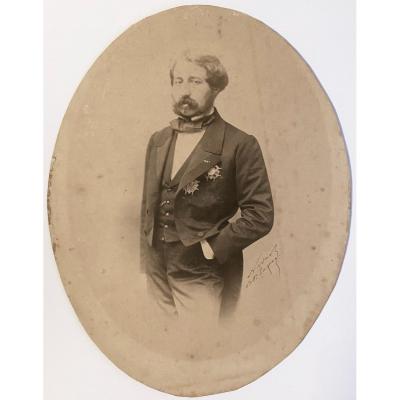 Rare And Authentic Photo Of Ferrouck Khan Ambassador Of Persia Signed By Nadar Period 1857