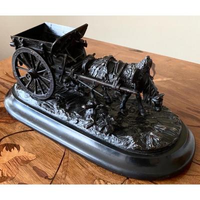 Very Beautiful Bronze Articulated Hitch XIXth Century With Brown Patina