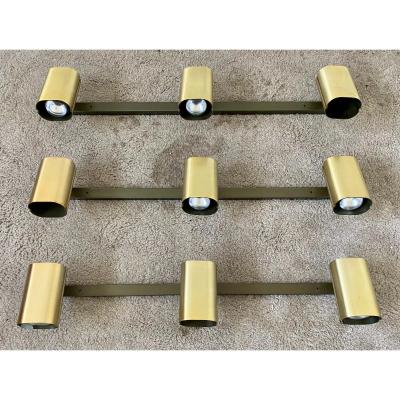 Bel Ensemble De 3 Rampes De Spots Design Wila Vers 1970