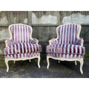Pair Of Bergeres Style Louis XV Napoleon III Period