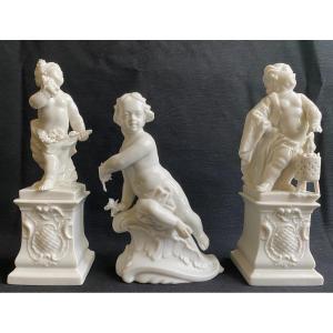 3 Nymphenburg Porcelain Statuettes After Bustelli And Frankenthal