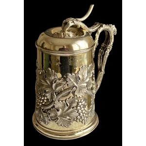 Rare Russian Mug In Vermeil Saint-petersburg 1860 Period Signed