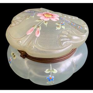 Beautiful Enamelled Glass Bonbonniere Art Nouveau Style Legras