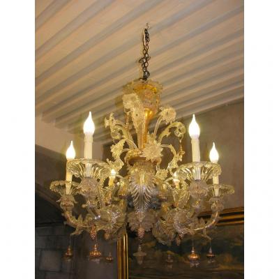 Murano Chandelier In Perfect Condition Fully Revised 6 Branches