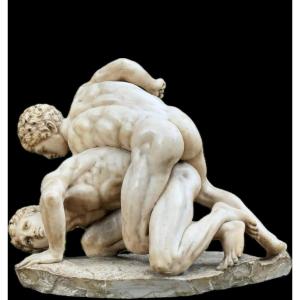 Important Marble Sculpture "the Wrestlers" Circa 1860
