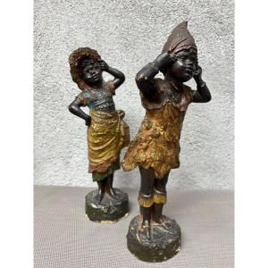 Pretty Pair Of Terracotta Statuettes