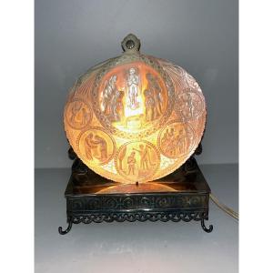 Night Light Mother Of Pearl Of Jerusalem Sculpted Shell 19th Century