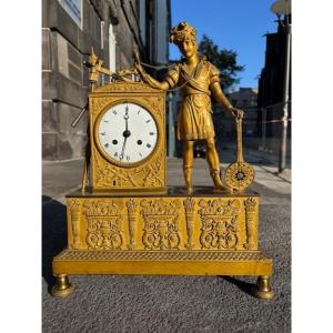 "empire Gilt Bronze Clock The Musician"