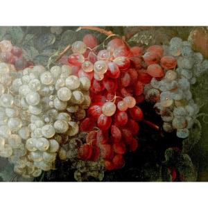 Still Life Garland Of Grapes 18th Century Oil On Canvas