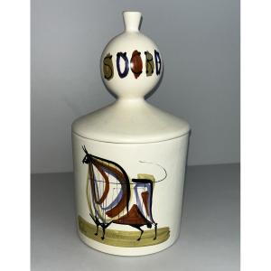 Vintage Roger Capron Sugar Bowl With Lid, H: 28 Cm