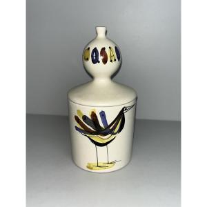 Authentic And Rare "vintage Roger Capron Cocoa Jar With Lid H: 19.5cm"