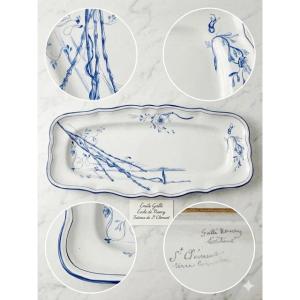 Art Nouveau Asparagus Serving Dish (st Clément) - Signed -l : 61 Cm