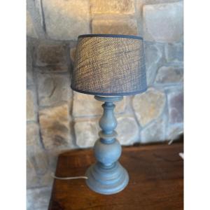 Patinated Lamp Very Nice Model, Blue 19th Century