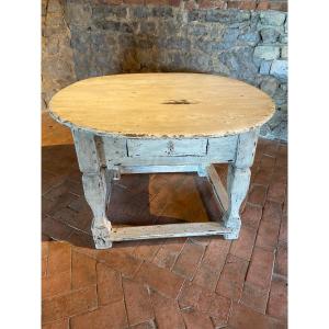 18th Century Swedish Oval Table With 1 Drawer