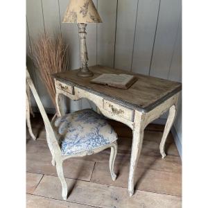 Louis XV Desk Table (pair) 2 Drawers Dating From The End Of The 19th Century Patina 