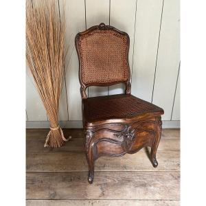 18th Century Louis XV Commode Chair In Walnut