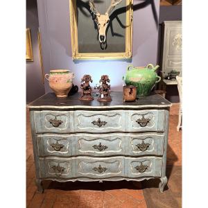 Louis XV Curved Chest Of Drawers Dating From The 18th Century Polychrome 