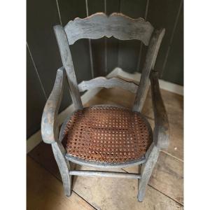 Small Cane And Patina Child's Chair