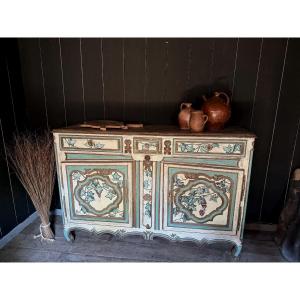 18th Century Louis XV Lorraine Buffet With Painted Patina