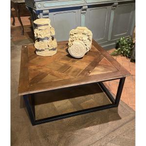 Coffee Table With A Beautiful 18th Century Versailles Parquet Floor Tile 