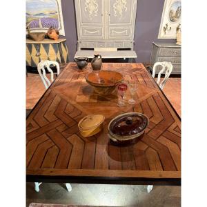 19th Century Parquet Floor Table On Monastery Base 