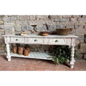 Louis XIV Console Table, Late 19th Century, Commercial Style, Beautiful Patina 