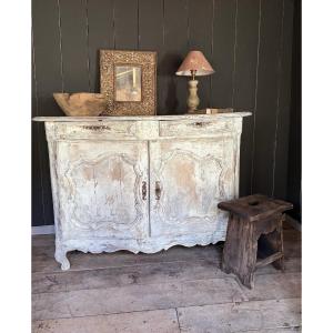 Louis XV Curved Buffet Dating From The Early 18th Century, Polychrome 