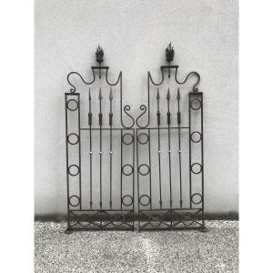 Pair Of Wrought Iron Interior Grilles.