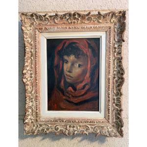 Luigi Corbelini, Child Portrait, Oil On Canvas