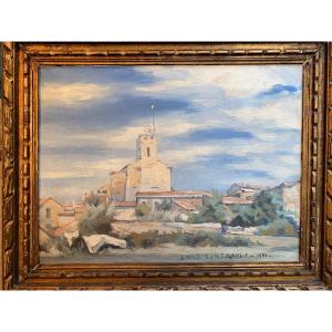 Emile Contrault, Oil On Canvas, Landscape Of Provence.
