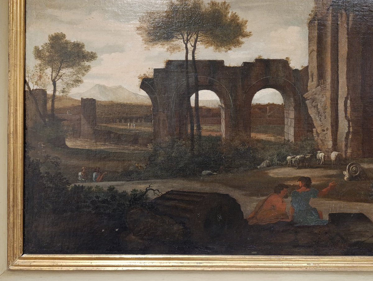 Pittore attivo a Roma nel XVII secolo. Coppia di Architetture.-photo-5